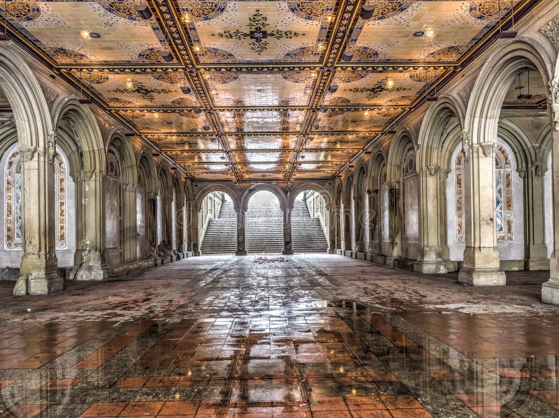 Bethesda Terrace Grand Staircase in Central Park Editorial