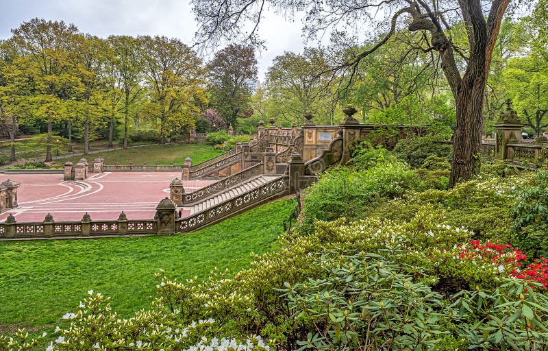 Central Park in New York City. Bethesda Terrace and Bethesda Fountain.  Editorial Image - Image of center, empty: 178120710