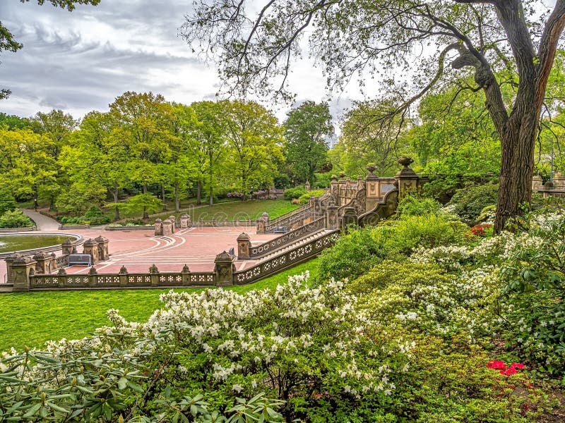 Bethesda Terrace and Fountain overlook The Lake in New York City's