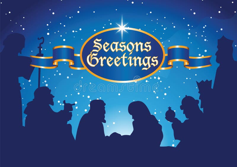 Seasons greetings with bethlehem scene. Seasons greetings with bethlehem scene