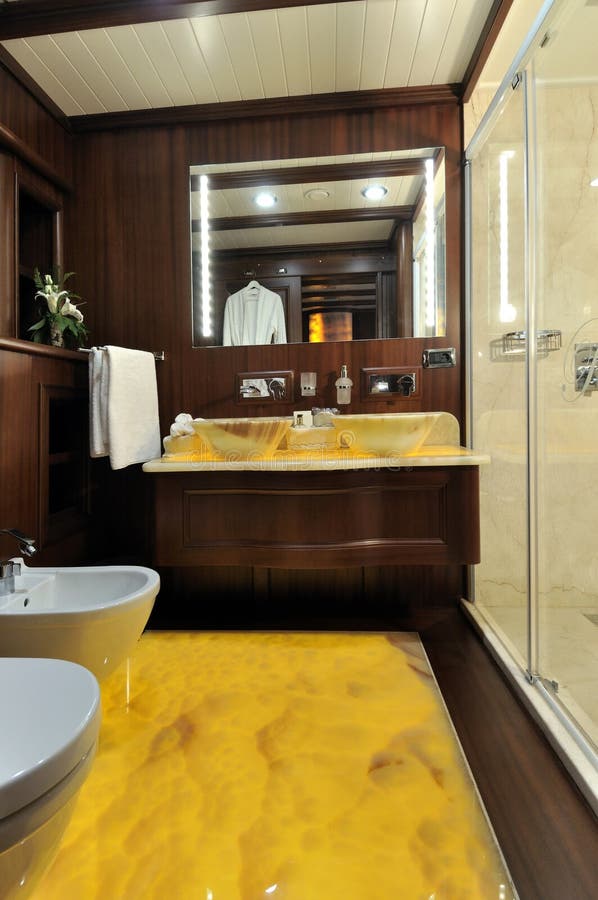 Bathroom on a Yacht stock image. Image of fixtures, shower 19379657