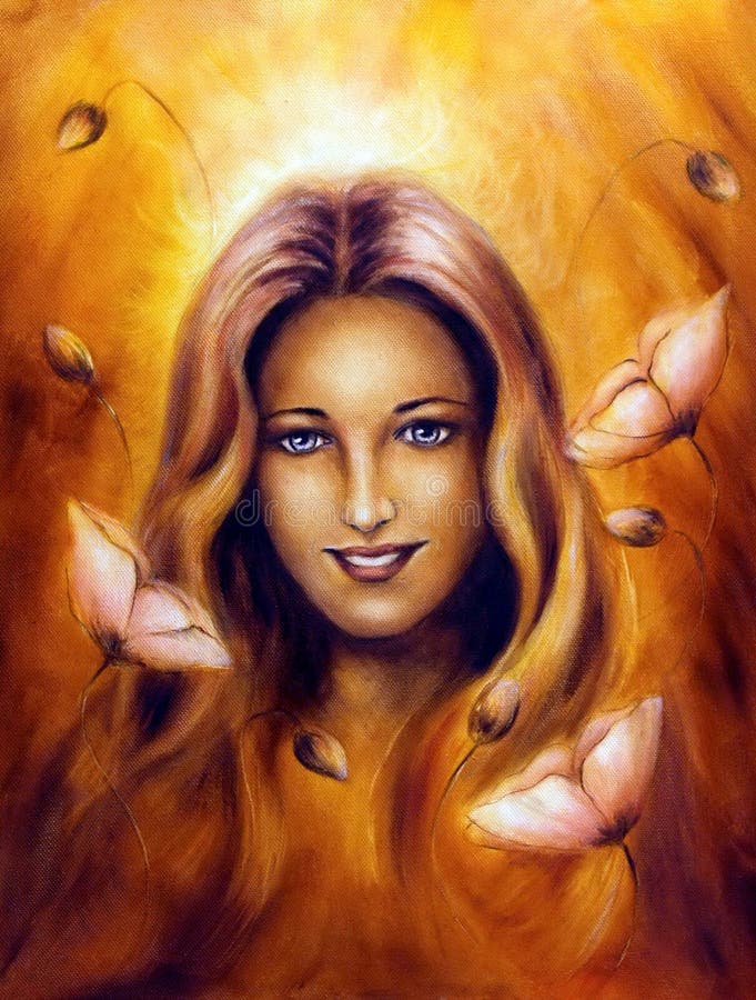 Betoverende de godinvrouw van de de lentefee met bloem vector illustratie Betoverende de godinvrouw van de de lentefee met bloem vector illustratie