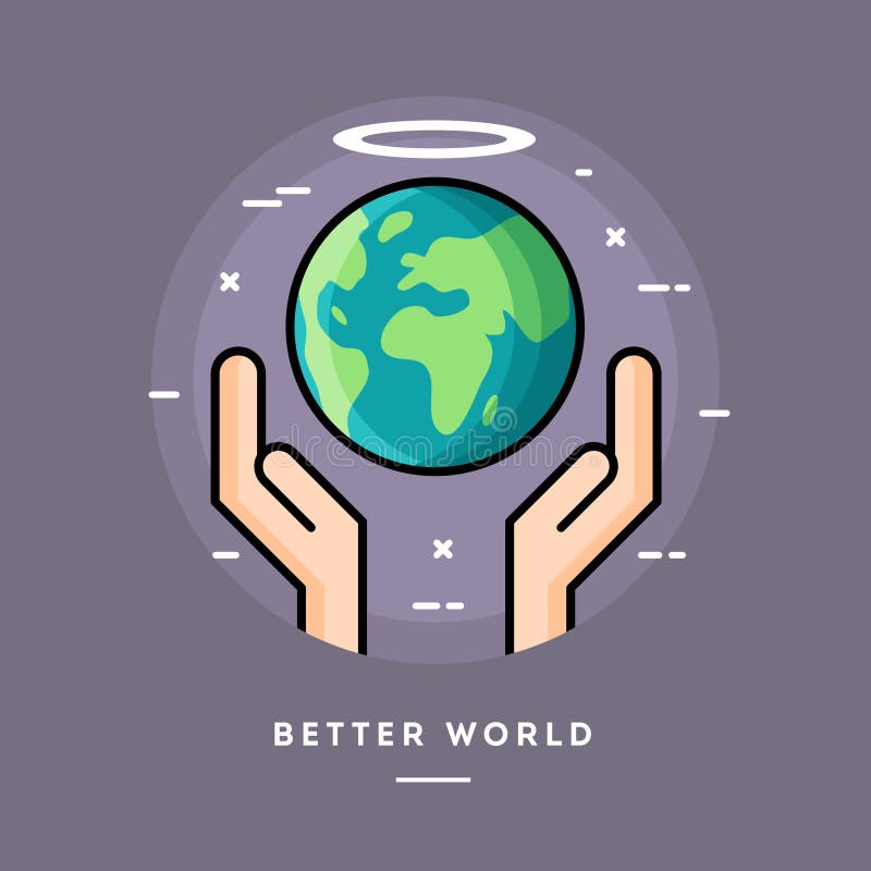 Better world, flat design thin line banner stock illustration Better world, flat design thin line banner stock illustration
