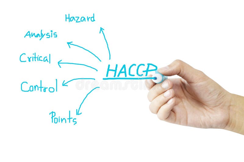 Betydelse för kvinnahandhandstil av HACCP-begreppet (faraanalys av kritiska kontrollpunkter) på grön bakgrund