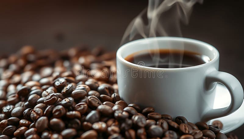 Bevande di caffè fresche con fagioli al mattino, caffè aromatico, caffè e caffè. Foto generative AI royalty illustrazione gratis