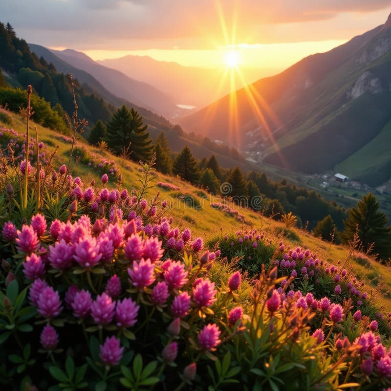 Bevande di sole d'oro che fioriscono Riscaldamento Posbank all'alba royalty illustrazione gratis
