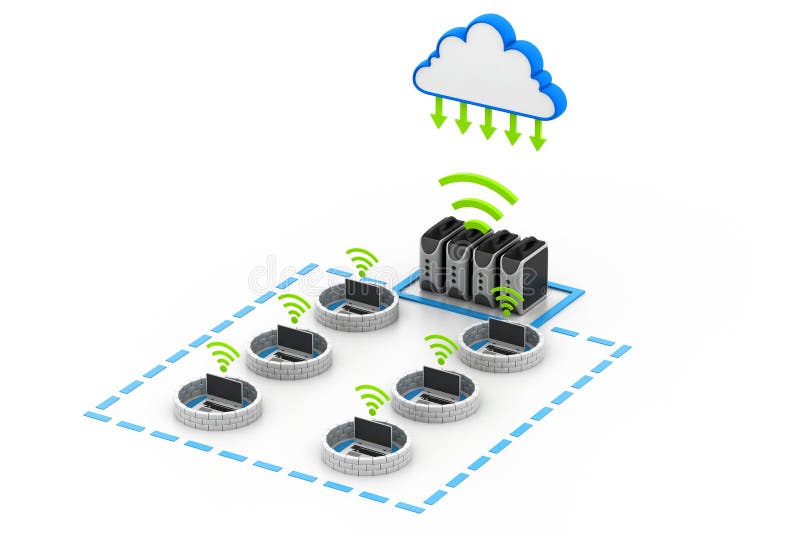 3d illustration of Secure computer network. 3d illustration of Secure computer network