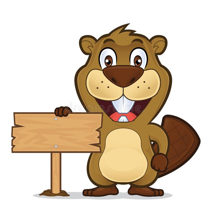 Bever die een houten teken houden royalty-vrije illustratie Bever die een houten teken houden royalty-vrije illustratie