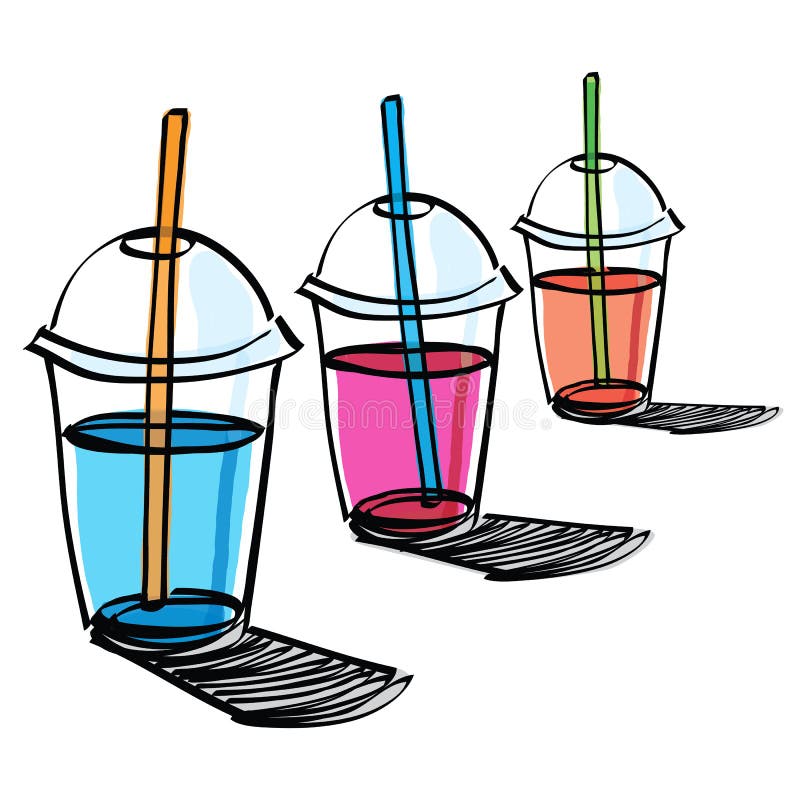 Plastic cup with straw Royalty Free Vector Image