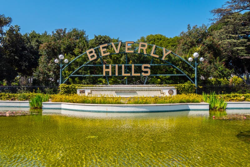 Beverly Hills Sign Bei Beverly Gardens Park Stockfoto Bild Von