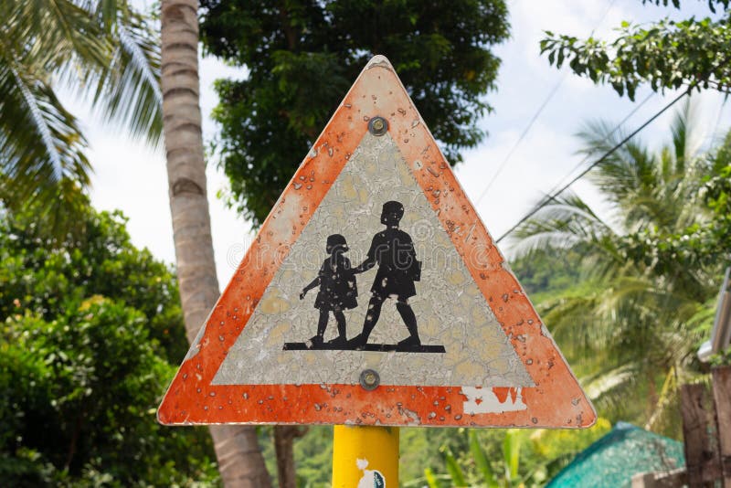 Warning Children Crossing - Australian Road Sign. Warning Children