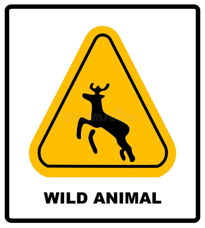 Traffic sign - Wild animal crossing road symbol in red triangle