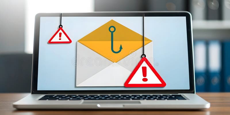 Beware! Phishing emails lurk protect your data. Click cautiously royalty free illustration