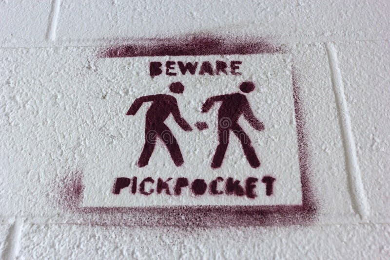 Beware of pickpocket sign in Lisbon in Portugal