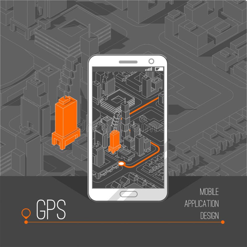 Bewegliche gps und Spurhaltungskonzept Standortbahn-APP auf Smartphone des Bildschirm-, auf isometrischem Stadtplan stock abbildung Bewegliche gps und Spurhaltungskonzept Standortbahn-APP auf Smartphone des Bildschirm-, auf isometrischem Stadtplan stock abbildung