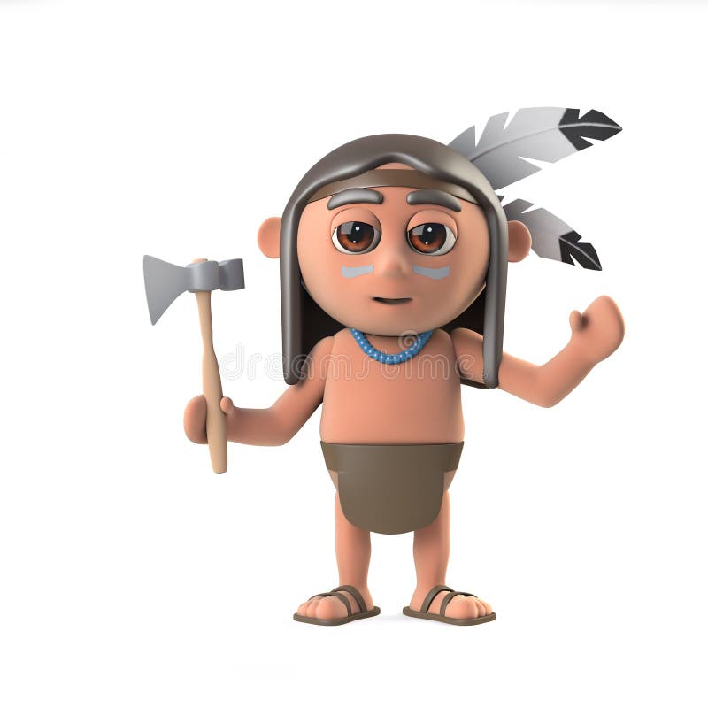 3d render of a funny cartoon Native American Indian character waving a cheerful hello. 3d render of a funny cartoon Native American Indian character waving a cheerful hello