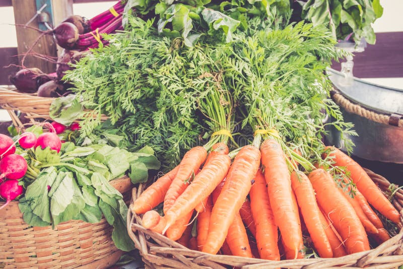 Bewirtschaften Sie frische Karotten und Gemüse auf Anzeige am Landwirtmarkterntefest lizenzfreie stockbilder Bewirtschaften Sie frische Karotten und Gemüse auf Anzeige am Landwirtmarkterntefest lizenzfreie stockbilder