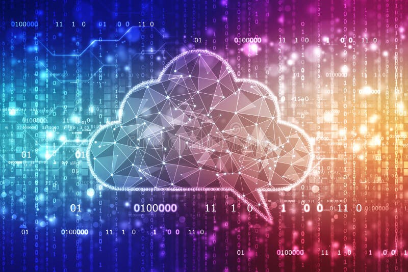 Bewölken Sie Komputertechnologie-Hintergrund, Wolke mit Zweiheit im abstrakten Hintergrund stockfoto