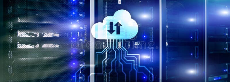 Bewölken Sie Server und Datenverarbeitung, Datenspeicherung und Verarbeitung Internet und Technologiekonzept lizenzfreies stockbild