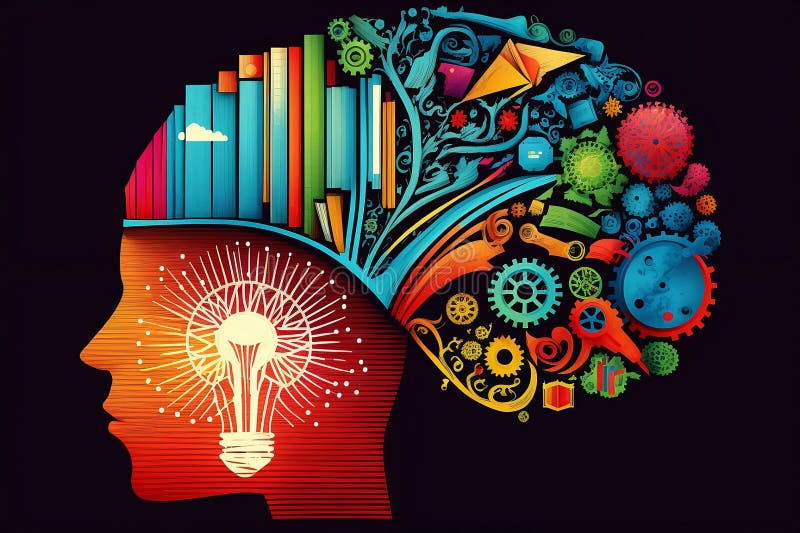 Beyond Boundaries: Exploring New Ideas and the Future through Reading and Generative AI royalty free illustration
