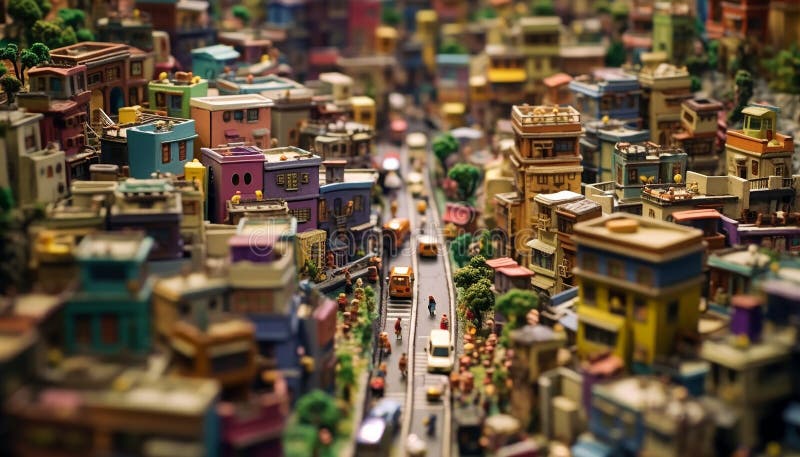 Bezaubernde Miniaturstädte 3D-Diorama-Sammlung realistische Fotografie erstellt mit ai lizenzfreie abbildung