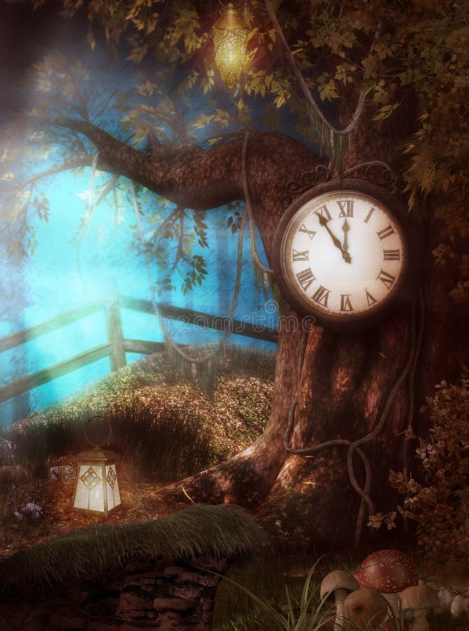 Bezaubernde Uhr-Baum-Zeit-Fantasie