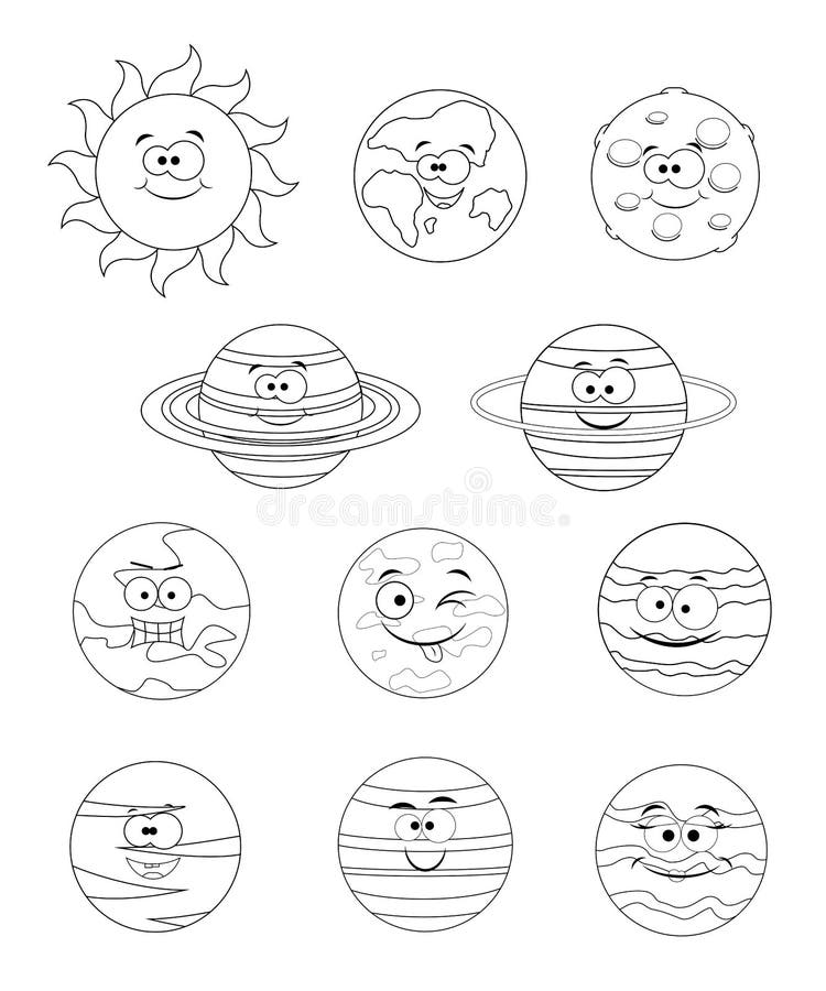 Bezbarwny set układ słoneczny planety Wektorowy ilustracyjny isola royalty ilustracja Bezbarwny set układ słoneczny planety Wektorowy ilustracyjny isola royalty ilustracja