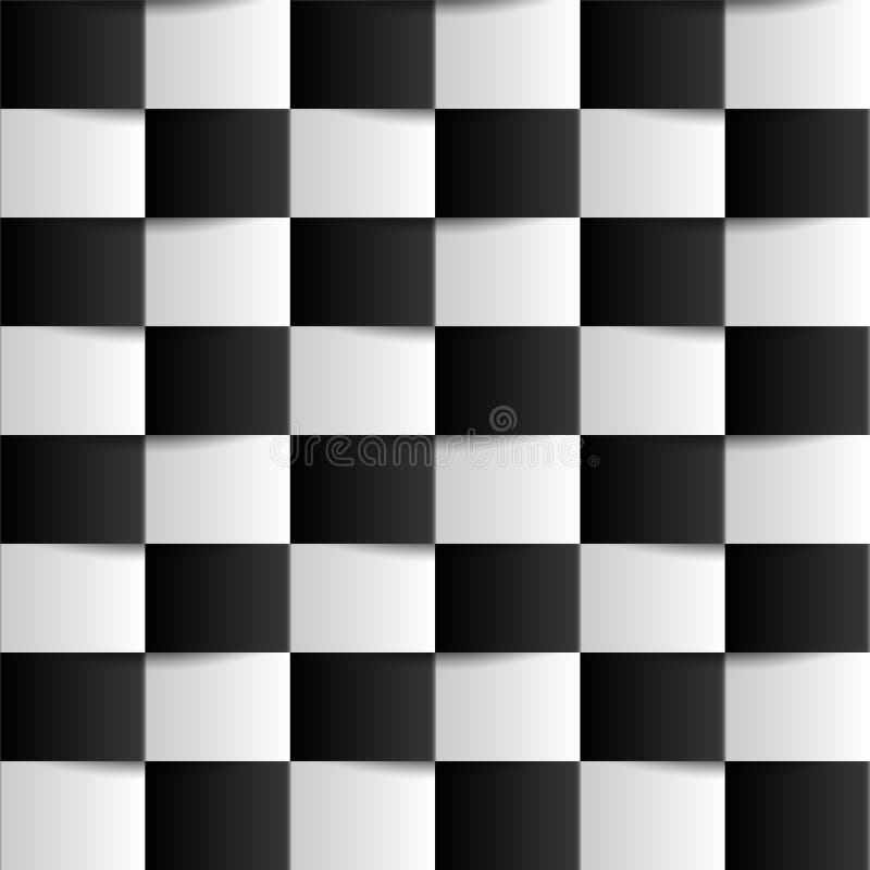 Bezdźwięczny, geometryczny szachownica. monochromatyczna, powtarzalna kwadratowa iluzja optyczna tła ilustracji