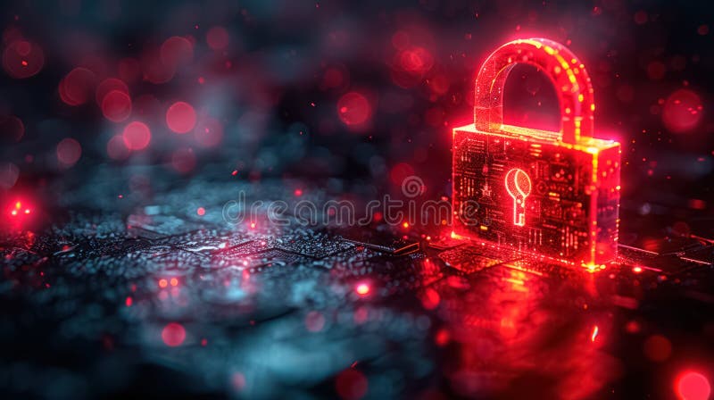 Bezpieczny symbol blokady danych cyberbezpieczeństwo i ochrona poufnych informacji w świecie zaawansowanych technologii royalty ilustracja