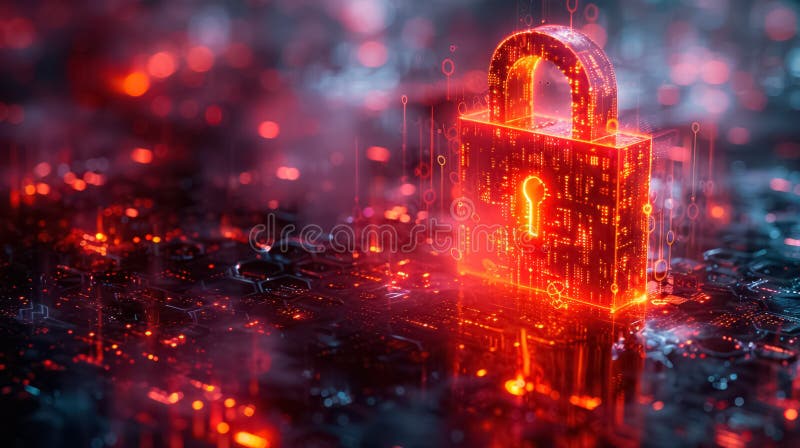 Bezpieczny symbol blokady danych cyberbezpieczeństwo i ochrona poufnych informacji w świecie zaawansowanych technologii ilustracji