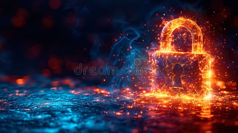 Bezpieczny symbol blokady danych cyberbezpieczeństwo i ochrona poufnych informacji w świecie zaawansowanych technologii ilustracji