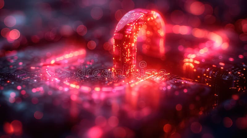 Symbol bezpiecznej kłódki danych, cyberbezpieczeństwo i ochrona wrażliwych informacji w świecie zaawansowanych technologii ilustracji