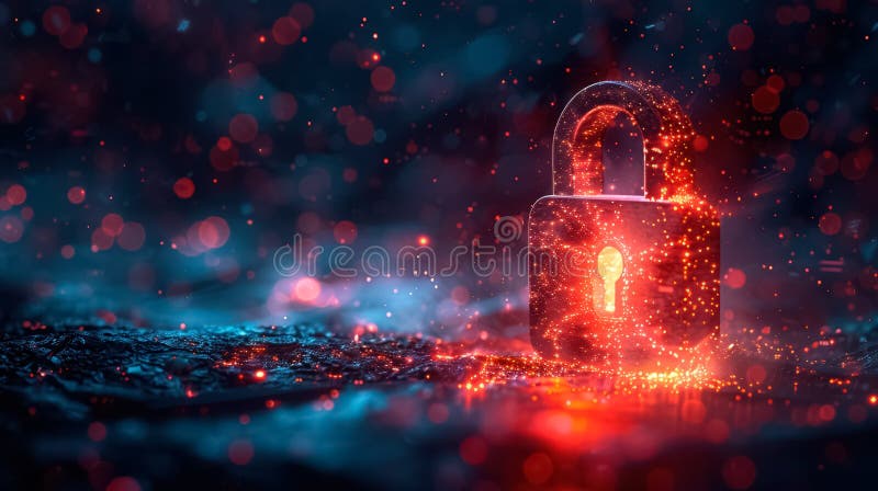 Bezpieczny symbol blokady danych cyberbezpieczeństwo i ochrona poufnych informacji w świecie zaawansowanych technologii ilustracji