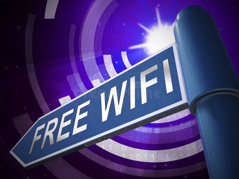 Bezpłatna Wifi sprawozdania 3d Gdziekolwiek Bezprzewodowa ilustracja ilustracji Bezpłatna Wifi sprawozdania 3d Gdziekolwiek Bezprzewodowa ilustracja ilustracji