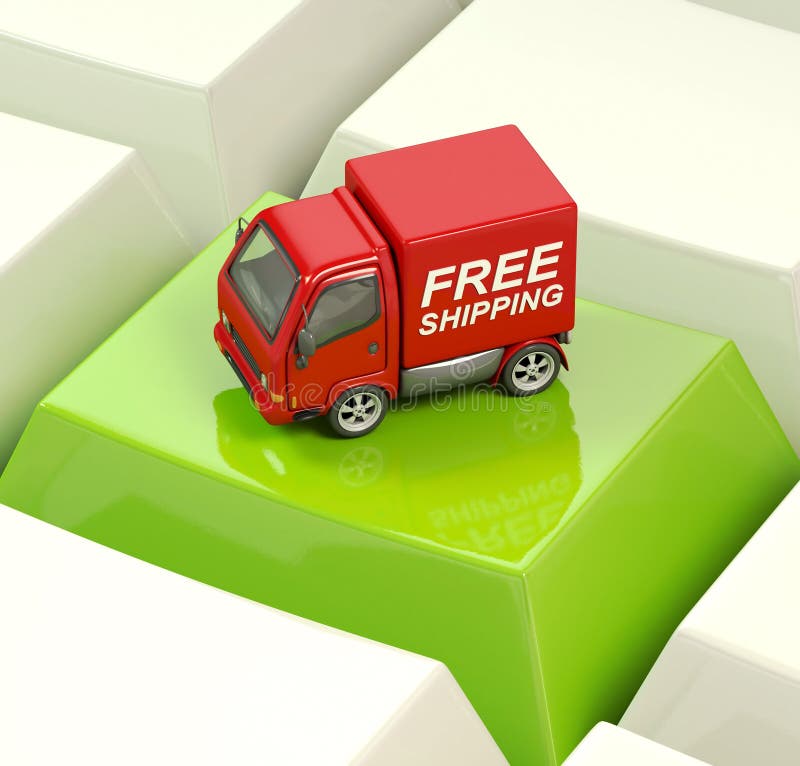 Free shipping truck on a keyboard key. Free shipping truck on a keyboard key