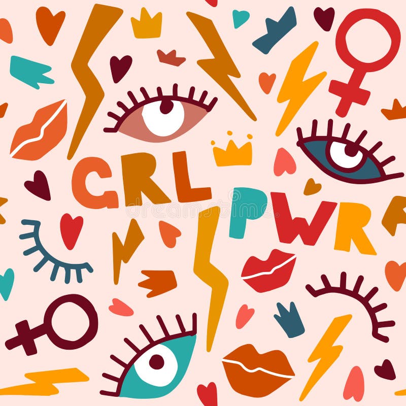 Bezszwowa deseniowa dziewczyny władza ilustracja wektor Bezszwowa deseniowa dziewczyny władza ilustracja wektor