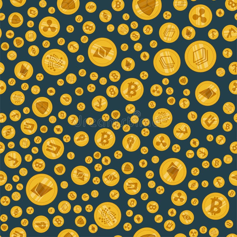 Bezszwowa deseniowa różna cryptocurrency ikona ilustracji