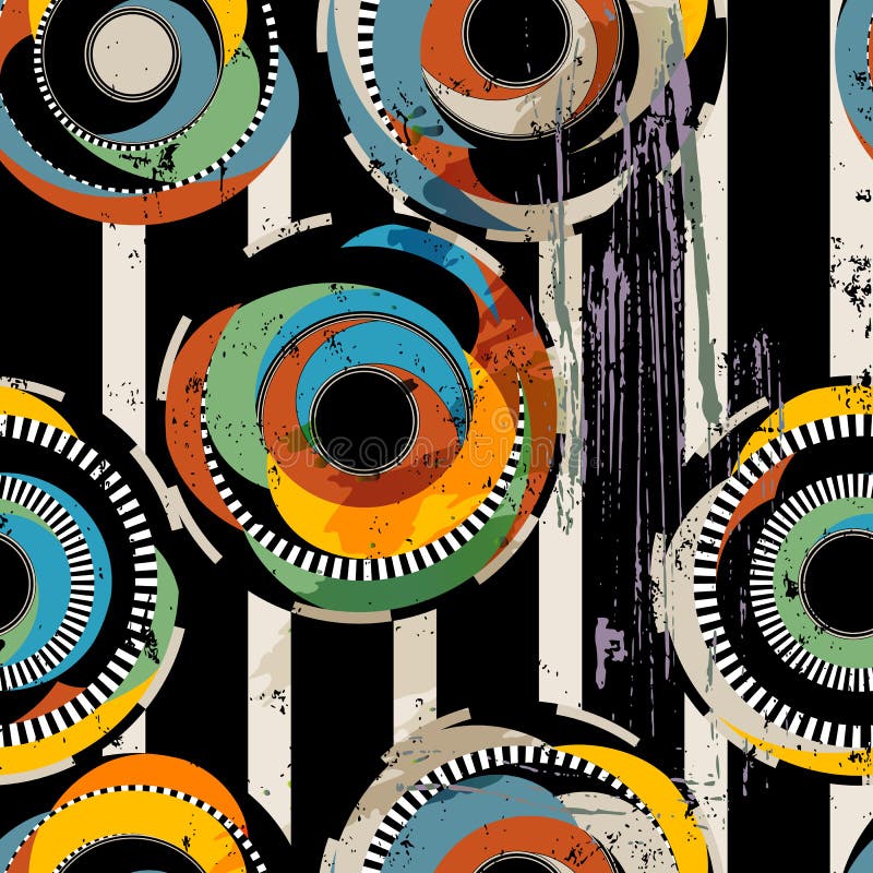 Bezszwowe, geometryczne tło z paskami i kreskami czarno-białymi ilustracji