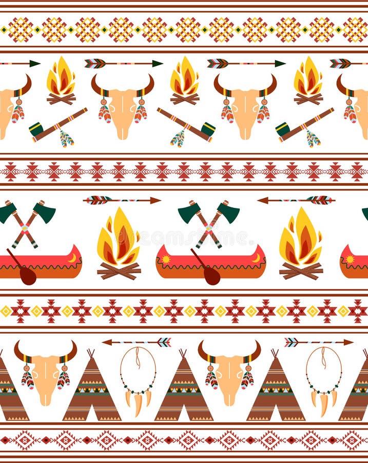 Bezszwowe Plemienne rodowitego amerykanina indianina granicy ilustracja wektor Bezszwowe Plemienne rodowitego amerykanina indianina granicy ilustracja wektor