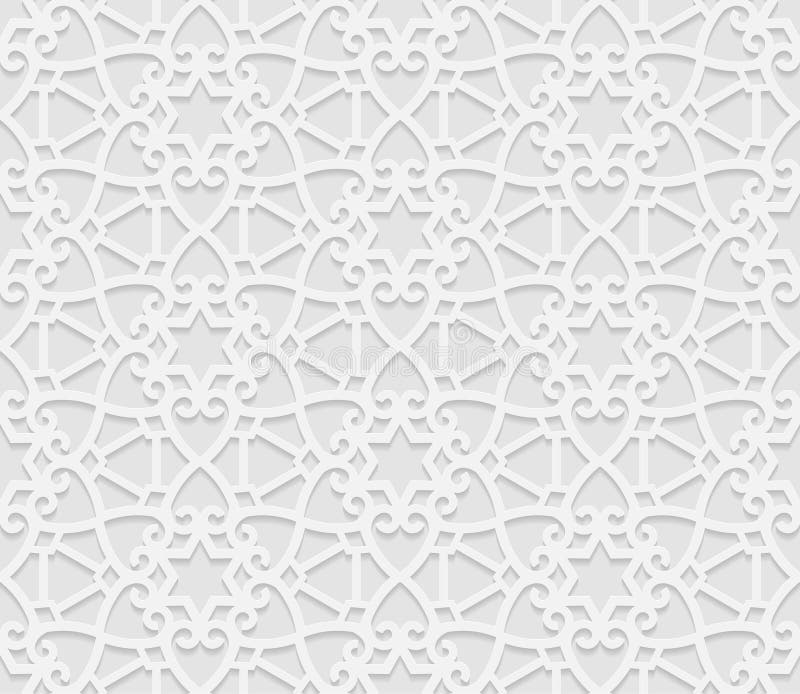 Bezszwowy arabski geometryczny wzór, 3D bielu wzór, indyjski ornament, perski motyw, wektor Niekończący się tekstura może używać