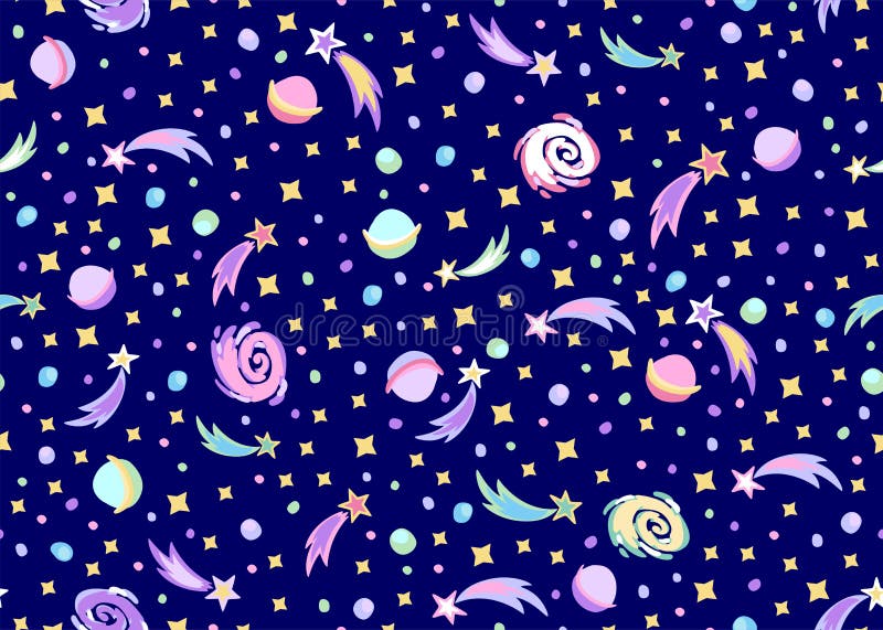 Bezszwowy doodle przestrzeni tkaniny tkaniny wzór z doodle planetami, gwiazdy, galaxies na zmroku - błękitny tło w dzieciaka proj ilustracji Bezszwowy doodle przestrzeni tkaniny tkaniny wzór z doodle planetami, gwiazdy, galaxies na zmroku - błękitny tło w dzieciaka proj ilustracji