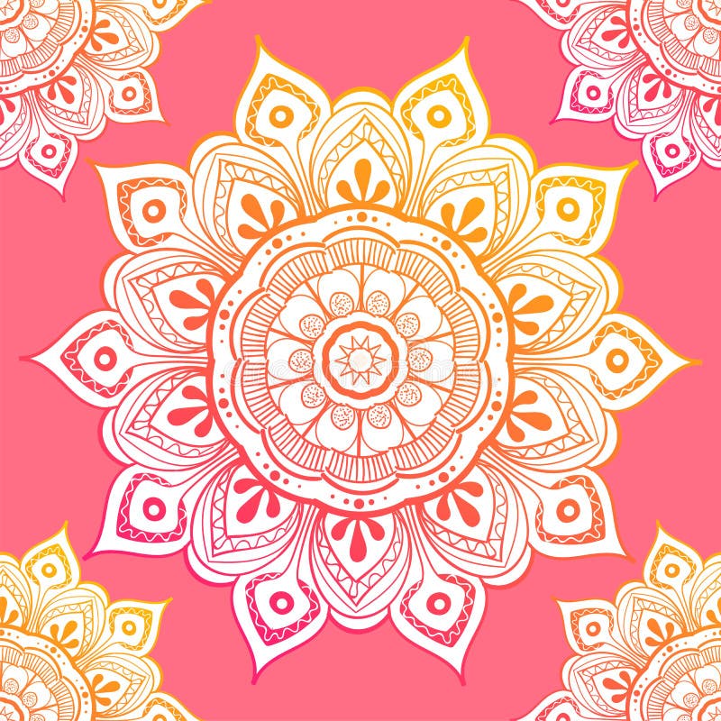 Bezszwowy etniczny wzór z kwiecistymi motywami Mandala stylizujący druku szablon dla tkaniny i papieru Boho modny projekt