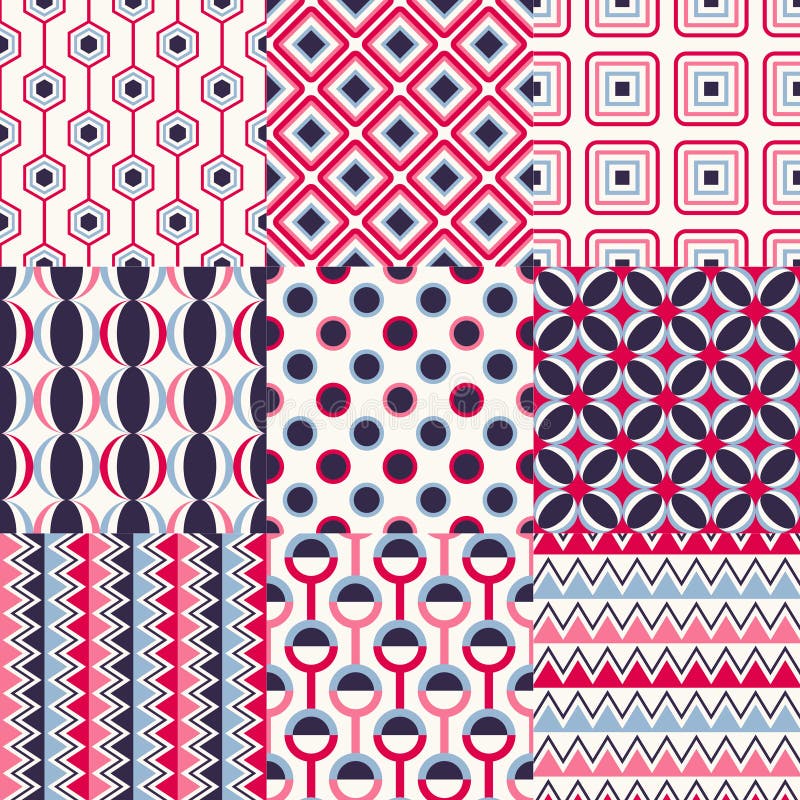 Bezszwowy Geometryczny Deseniowy Set royalty ilustracja