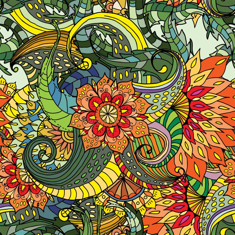Bezszwowy kolorowy kwiecisty tło ilustracja wektor