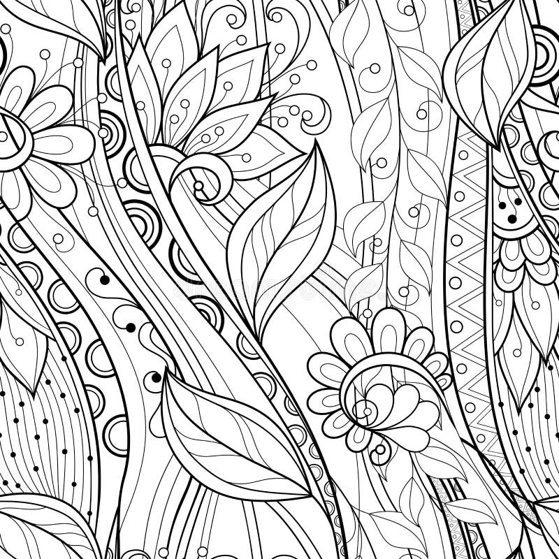 Bezszwowy monochromatyczny kwiecisty wzór ilustracja wektor