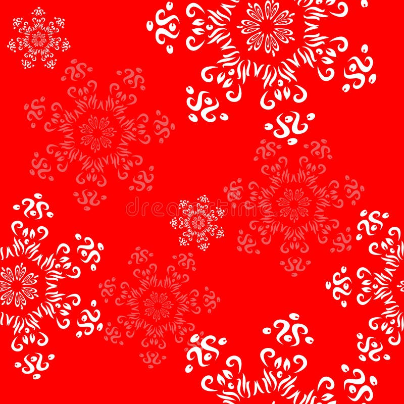 Bezszwowy ornament z dekoracyjni płatki śniegu na czerwieni świątecznej ilustracja wektor Bezszwowy ornament z dekoracyjni płatki śniegu na czerwieni świątecznej ilustracja wektor