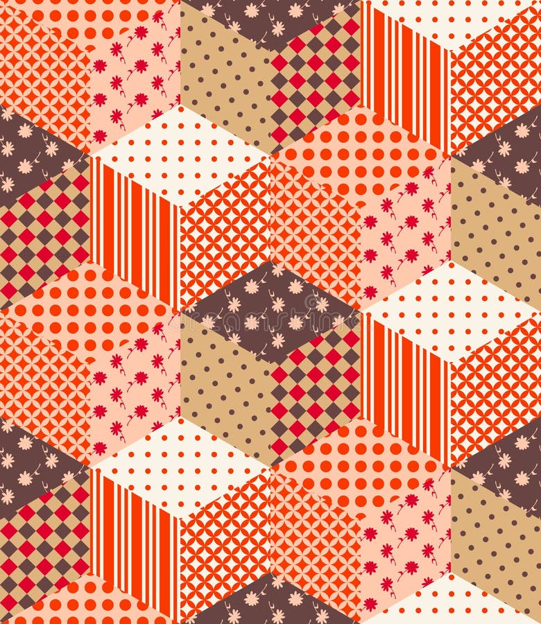 Bezszwowy patchworku wzór od multicolor sześcianów royalty ilustracja Bezszwowy patchworku wzór od multicolor sześcianów royalty ilustracja