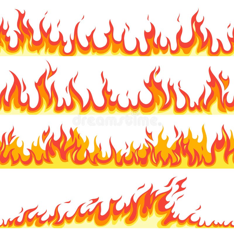 Bezszwowy Po? arniczy p? omie? Ogienia płomienny wzór, flammable kreskowego blasku gorąca temperatura, benzynowy płonie tapetowy kr royalty ilustracja