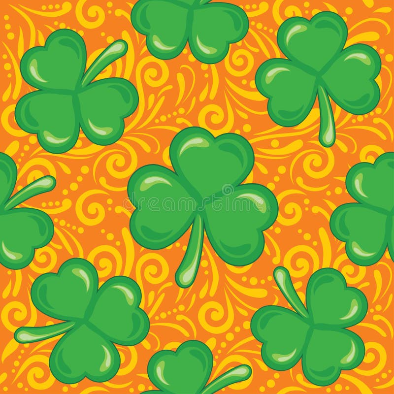 Bezszwowy pomarańczowy ornamentacyjny wzór z shamrocks ilustracja wektor Bezszwowy pomarańczowy ornamentacyjny wzór z shamrocks ilustracja wektor