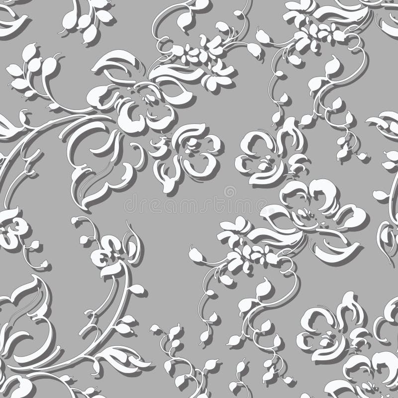 Bezszwowy popielaty abstrakcjonistyczny kwiecisty tło royalty ilustracja Bezszwowy popielaty abstrakcjonistyczny kwiecisty tło royalty ilustracja